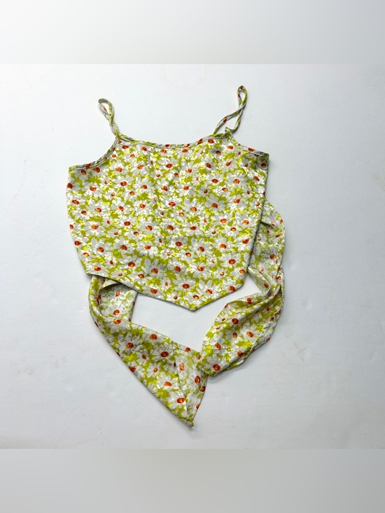 molly green Tops - Molly Green Satin Floral Daisy Tie-Back Cami Crop Top